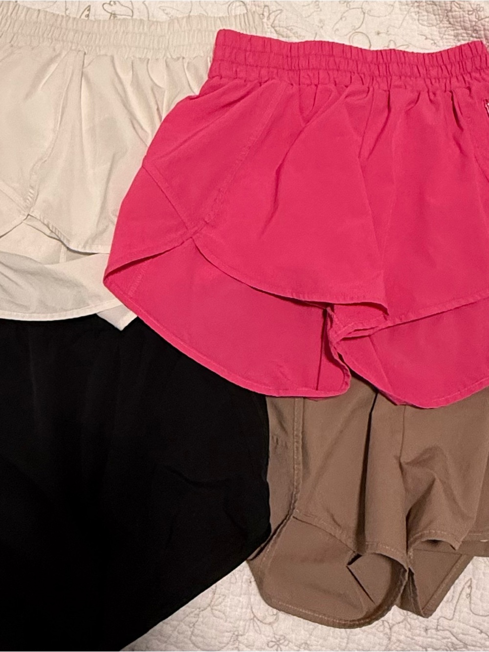 Women’s Layered Athletic Shorts with Elastic Waistband - 4 Pairs